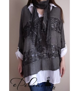 Naujas komplektas - megztinis ir marškiniai + šalikėlis